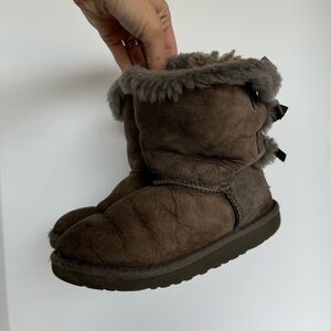 Uggs Bailey Button Suede Leather Brown Kids Boots 1
